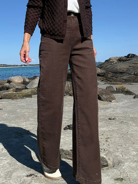 Wide Leg Stretch Jeans Chilli Truffle