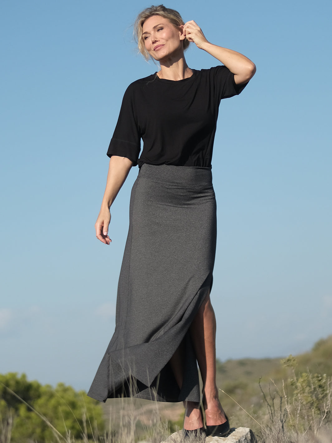 All Day MAXI skirt Heater Grey